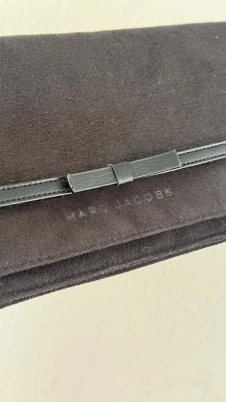 Marc Jacobs Black Suede and Leather Bow Clutch Wallet